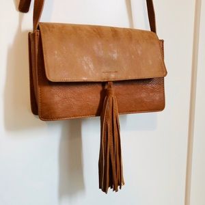 Brown Suede Crossbody Bag with Tassle